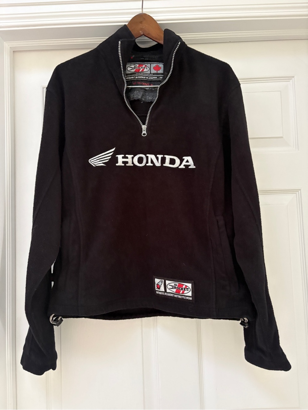 Honda Men’s Black motorcycle Fleece Quarter Zip Jacket size medium